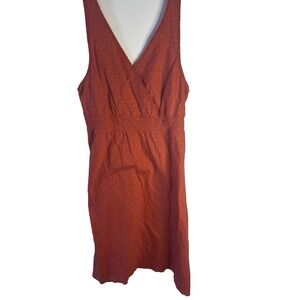 Vtg Y2K Faded Glory Babydoll Faded Red Midi Women Dress L Picnic Smocked Cotton